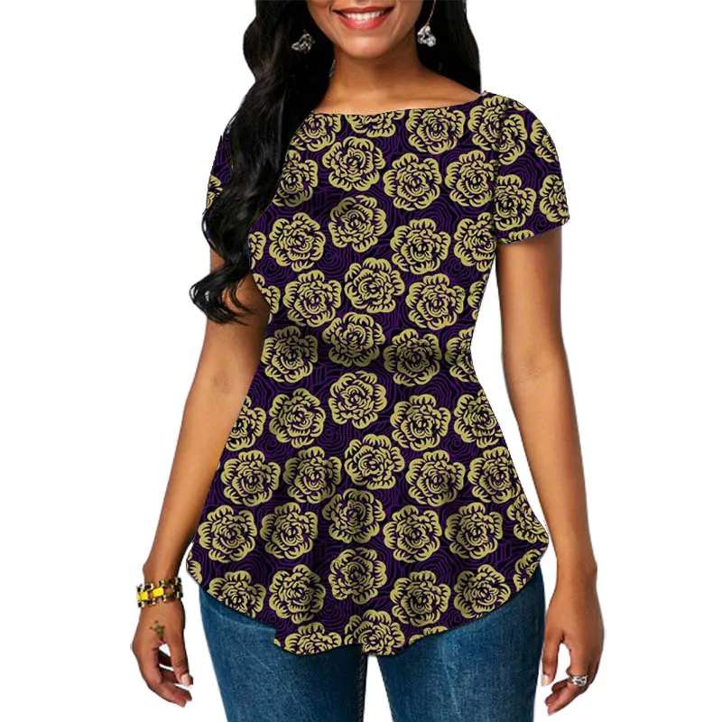 Camisas de mujer con estampado de cera de moda africana, Tops Ankara de manga corta hechos a medida elegantes, ropa de fiesta de verano