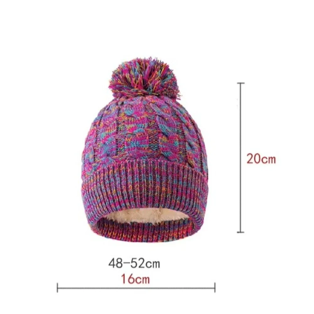 2Pcs/Set Fashion Winter Children Hat Gloves Set Lining Windproof Touchscreen Gloves Warm Pompom Knitted Hats Gloves view 6