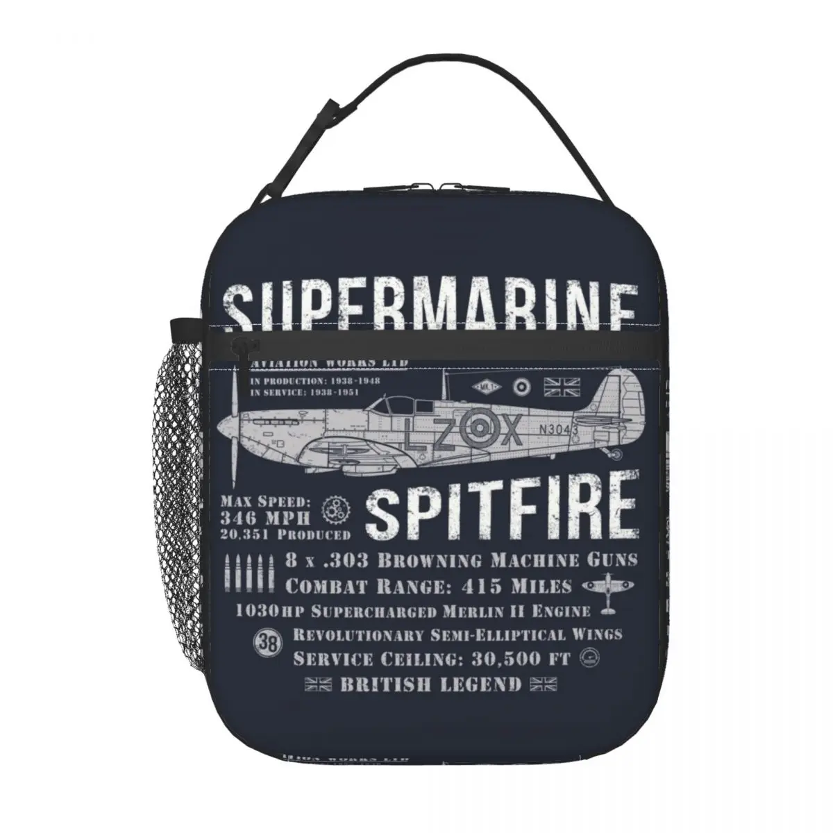 حقيبة غداء عازلة من supernavy Spitfire ، صندوق حراري ، مقاتل ، طيار ، طائرات ، طائرة ، طائرة ، مقاوم للماء ، أطفال ، أطفال