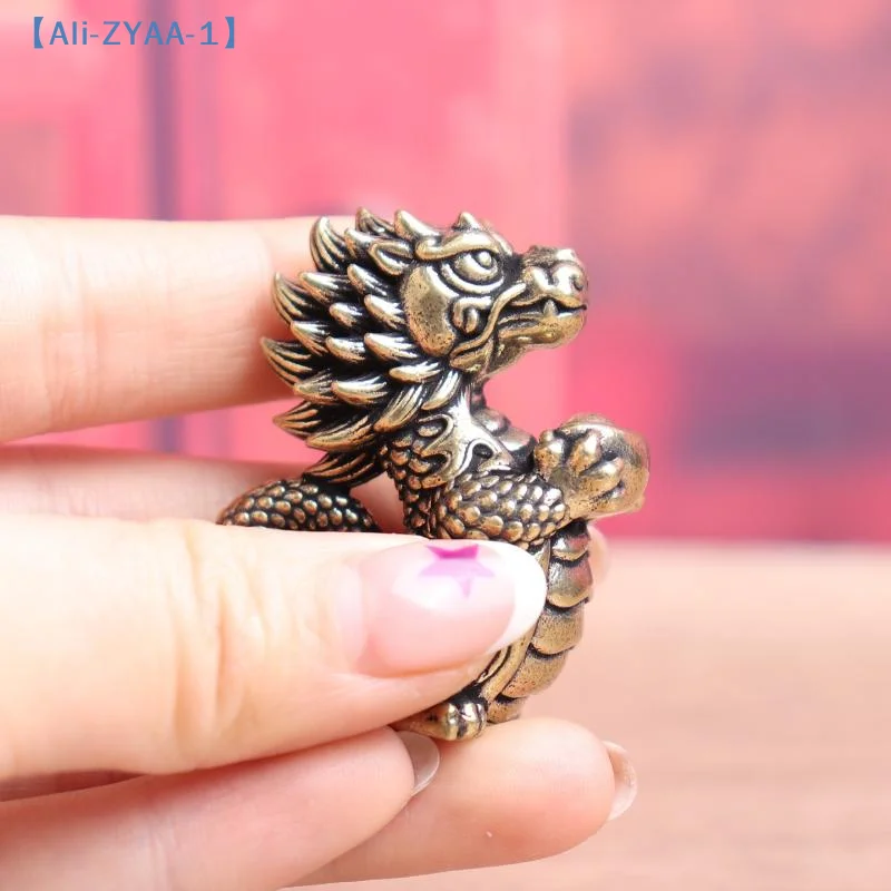 1PC Antique Dragon Statue Ornament Moveable Body Joints Exhibition Hall Decor Zodiac Animal Brass Crafts Collection【ZYAA-1】