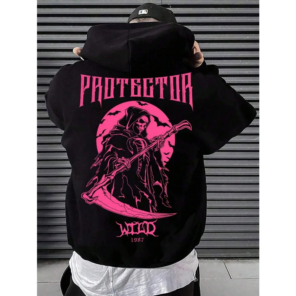 

2024 Hot Sale Men's Casual Floral & Letter Printed Fashion Hooded Sweatshirt Fleece Lining Soft and Comfortable Hoodie As A Gift