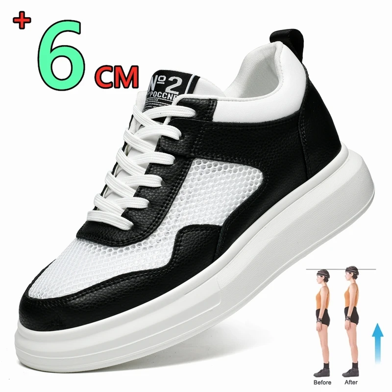 

Hollow Out Breathable Height Increase Shoes for Men Summer Elevator Sneakers Increase Insoles 6~7CM Lift Thick Sole Casual Sport