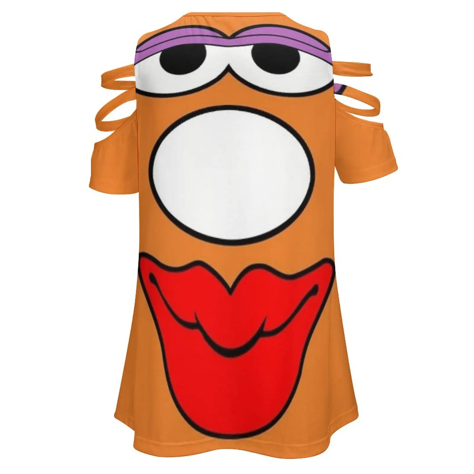 Mrs Potato Head Women\'S T-Shirt New Fashion Printed Zipper V-Neck Short Sleeve T Shirts Casual Plus Size Head Potato Face Pope