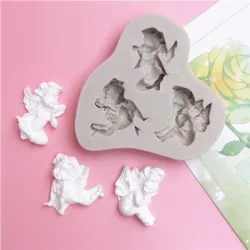 3D Three Mini Angel Baby Silicone Mold DIY Dessert Chocolate Pastry Cake Decoration Fondant Resin Mould Kitchen Baking Tools