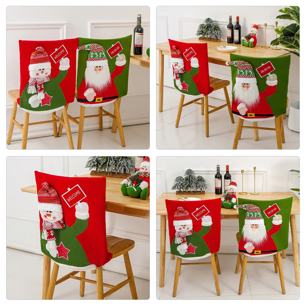 

1pcs Snowman Back Cover Christmas Chair Covers For Dining Room Holiday Party Decor Kitchen Christmas Decorations Indoor