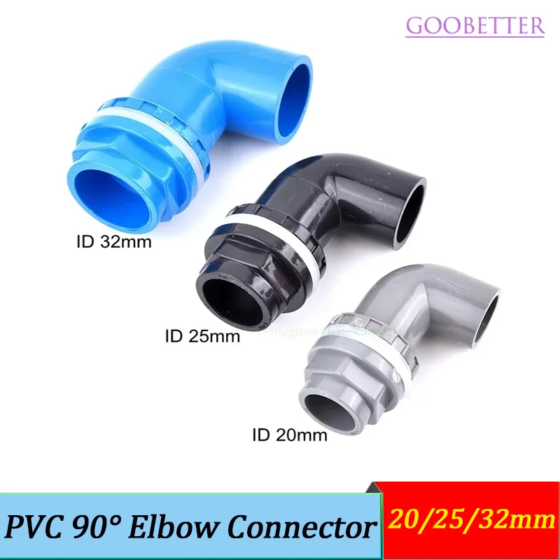 

Aquarium PVC 90° Elbow Fitting, Male/Female Thread, 20/25/32mm Adapter for Sump Overflow Inlet Outlet Pipe