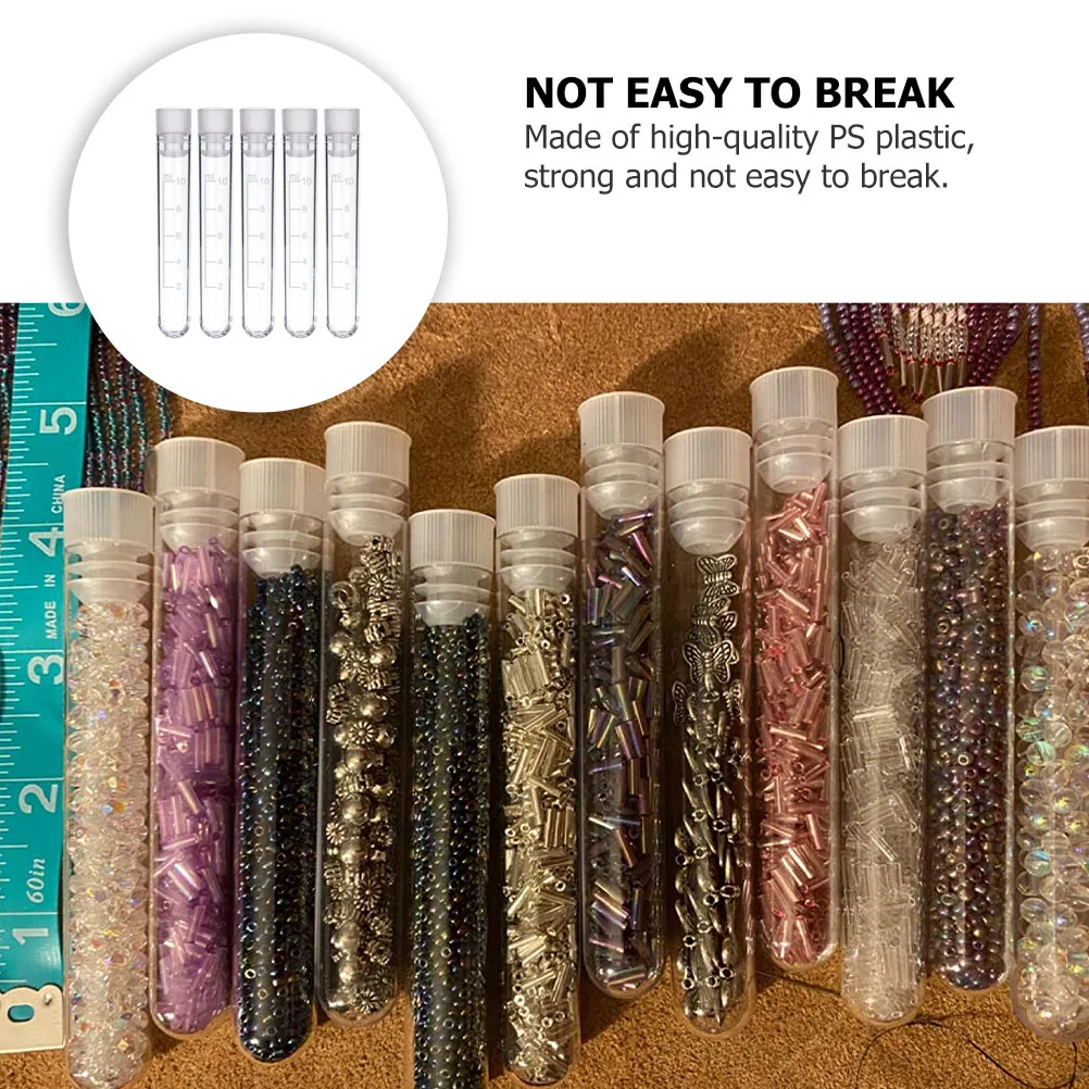 

50pcs Test Tubes Eco Friendly Plastic Lab Tubes with Caps for Teaching Tools Liquid Storage Containers