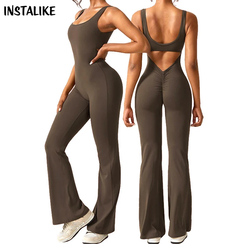 

InstaLike-Women's Sexy Yoga Backless Overalls,Fitness Jumpsuits,Full Length,One Piece Casual Tight,Popular Sports Jumpsuit,2024