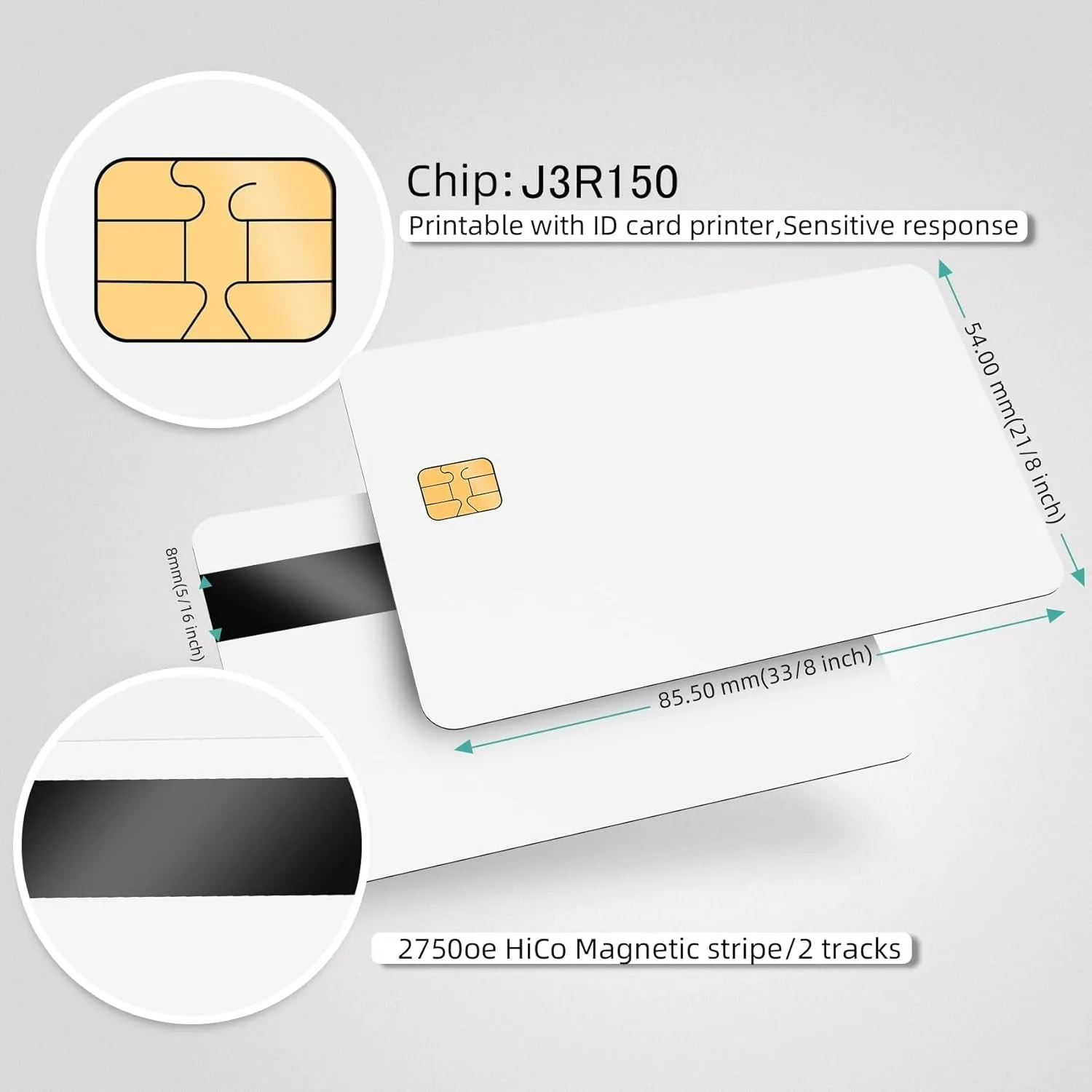 J3R150 Chip Java JCOP White Blank Card Dual Interface Chip Java JCOP4 EMV SECID 2 Track HICO Magnetic Stripe Replace J2A040 Chip