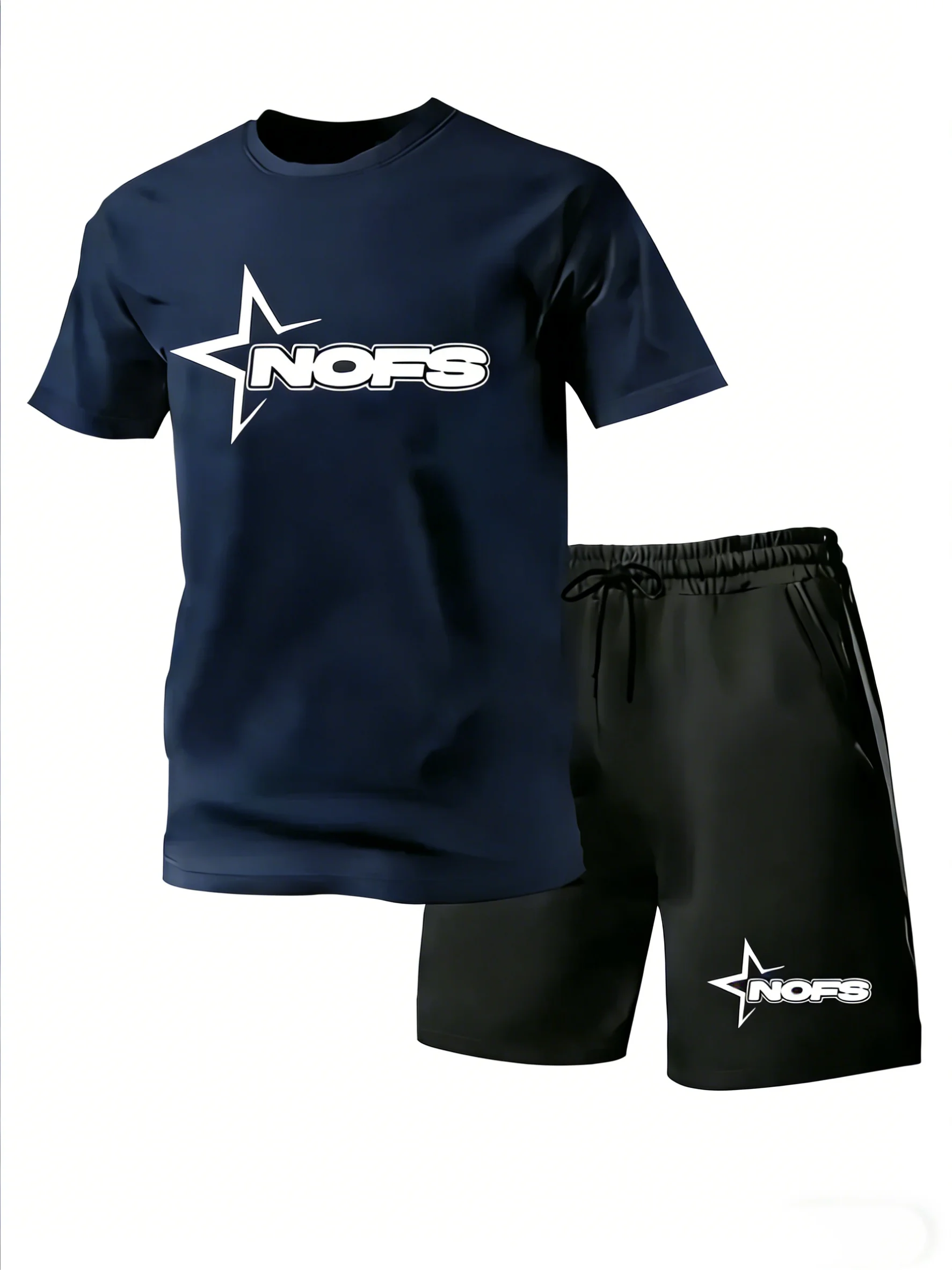 

2026 Summer Men Lightweight Quick Dry Mesh Breathable Short Sleeve T-Shirt Sports Shorts 2 Piece Casual Athletic Outfit