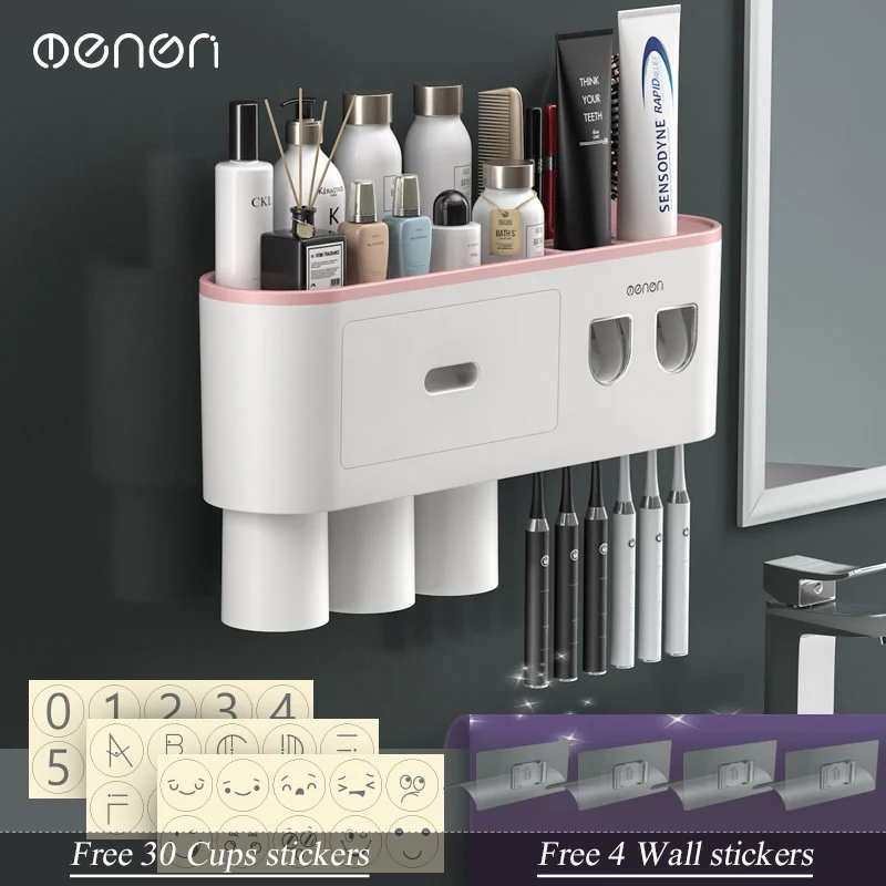 MENGNI-magnetische Adsorption invertierter Zahnbürsten halter Wand automatische Zahnpasta Quetscher Lager regal Bad zubehör