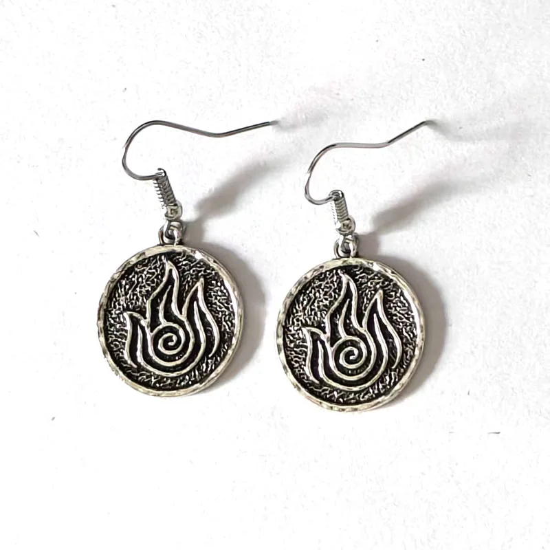 1pair Round The Last Airbender Fire Elements Amulet Earring