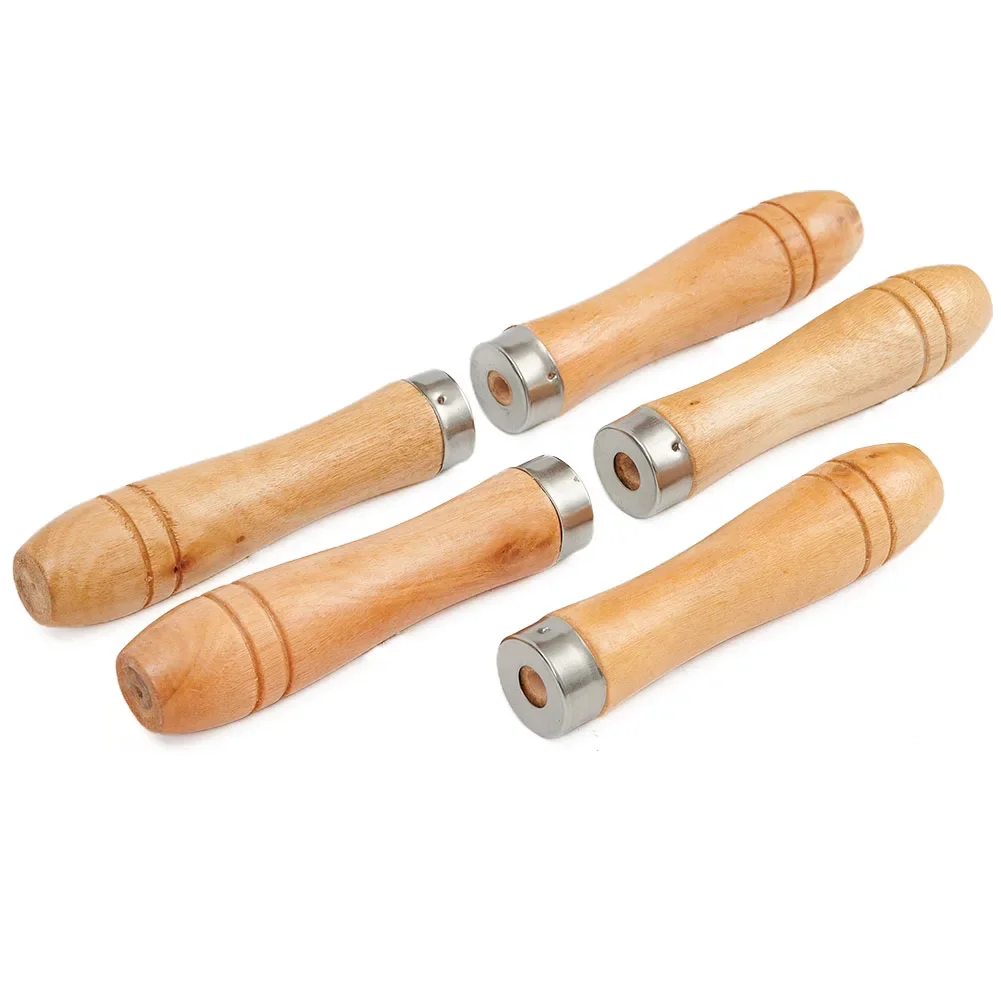 5pc Wooden File Handle Replacement Strong Metal Collar For File Craft Tool 11cm Wood Rasp Woodworking Polishing Rust-Proof