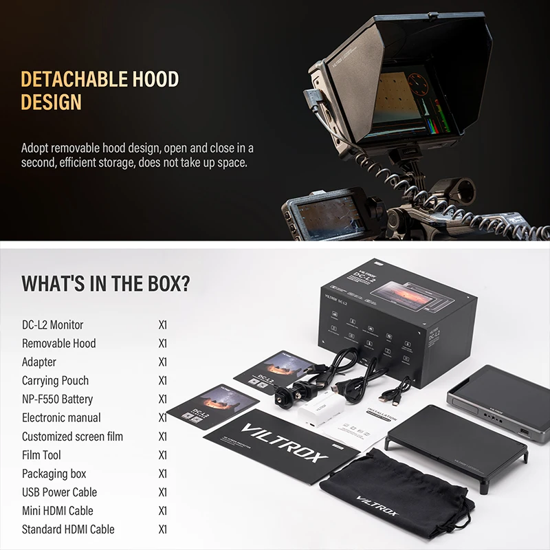 New Viltrox DC-L1/L2 7 Inch On Camera Field Monitor IPS 4K Touch Screen HDMI Profissional Camera Studio 3D LUT Director Monitor