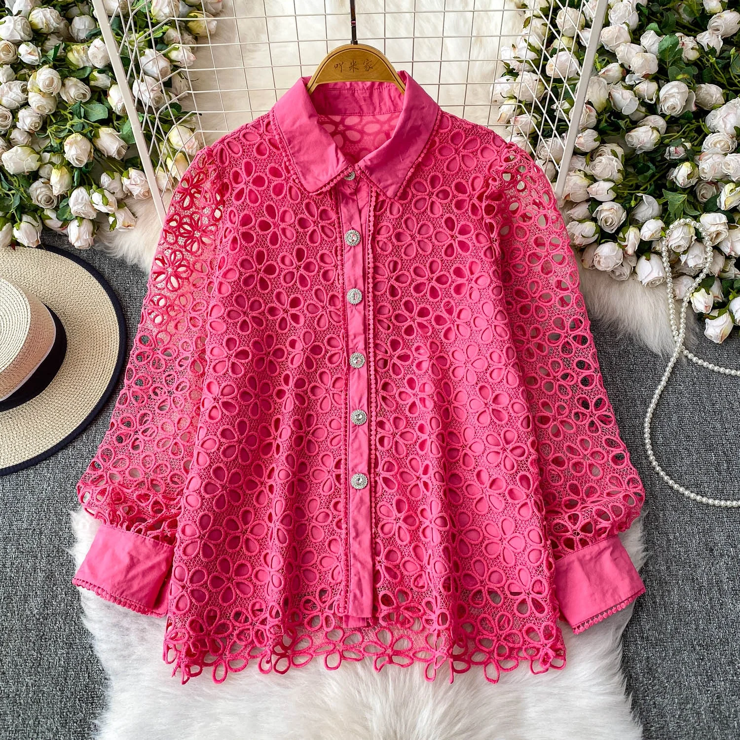 

Ele водорастворимое кружево Long Sve irt, женский свободный воротник, весна-осень, корейский Sle Com...