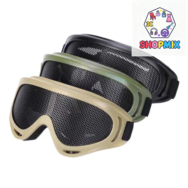 1Pc Outdoor Eye Protective Comfortable Airsoft Safety Tactical Eye Protection Metal Mesh Glasses Goggle