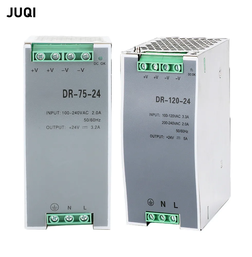 

1pcs Single Output DR-75 -75W DR-120-120W Din Rail Switching Type Industrial Power Supply 12V 15V 24V 36V 48V