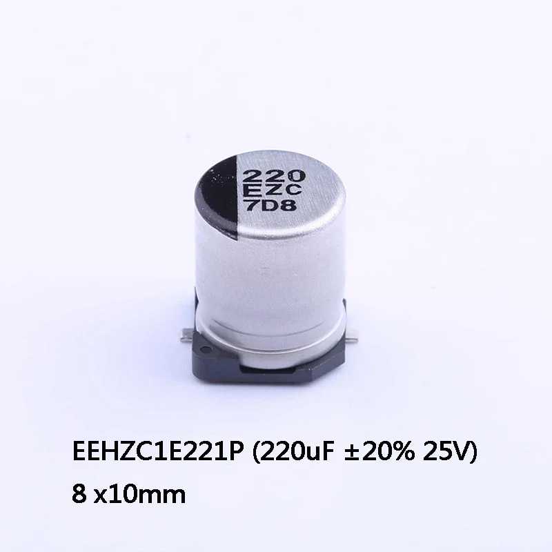 

10-100Pcs EEHZC1E221P 220uF ±20% 25V EEHZC1E221S 8X10 Polymer SMD Electrolytic Capacitor 125 degree Wholesale Spot