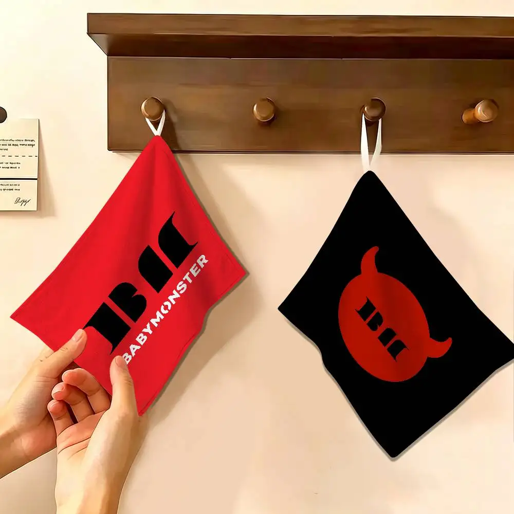 Kpop B-Baby Hot Monster Polyester Cotton Hand Wiping Towel, Hanging Design, Durable for Household Restaurant Toilet Use