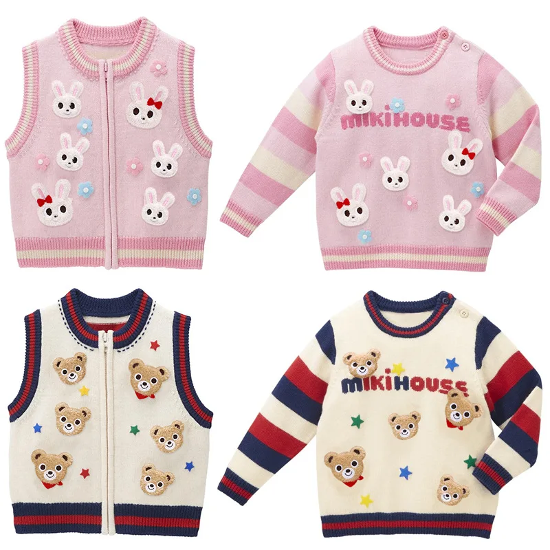 Winter Kids Clothes Children's Knitted Sweater Cartoon Sweaters Vest  Boys Knitwear Coat Knitwears Baby Girl Clothes  Boy Vests