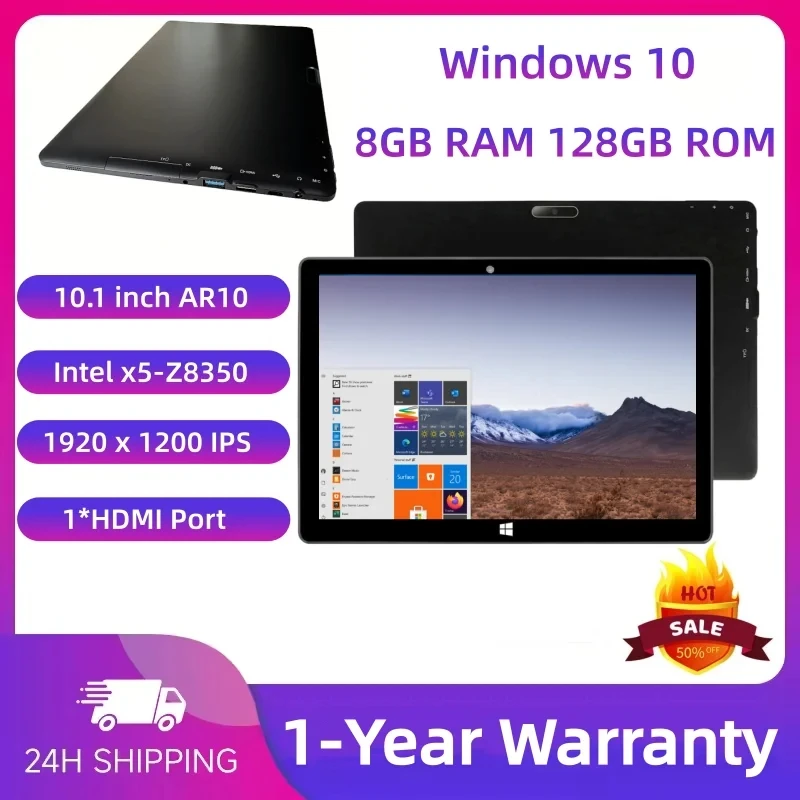 64bit 10.1" Windows 10 Tablet Intel Atom X5-Z8350 CPU 8GB DDR RAM 128GB ROM 1280*800 IPS Resolution