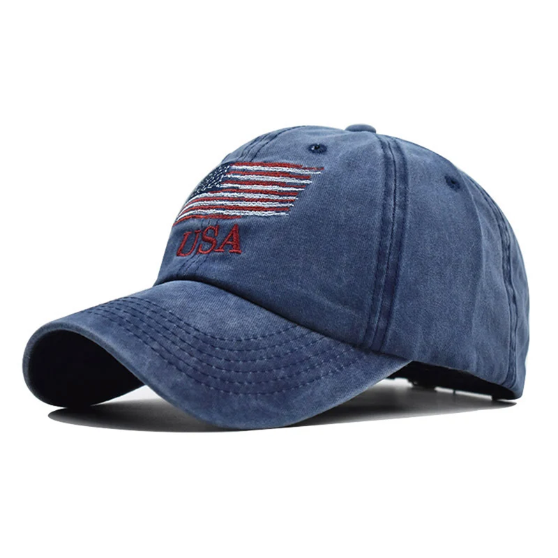 New Arrival Men Women Baseball Cap Cotton American USA Embroidery Snapback Washed Outdoor Sports Sun Dad Hats Gorras EP0434