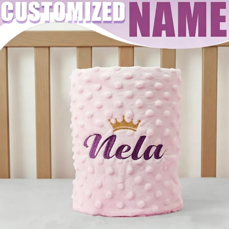 

Personalized Baby Blanket Swaddle Stroller Bed Crib with Unique Pattern Design - Special Shower Or Birth Gift for Babies