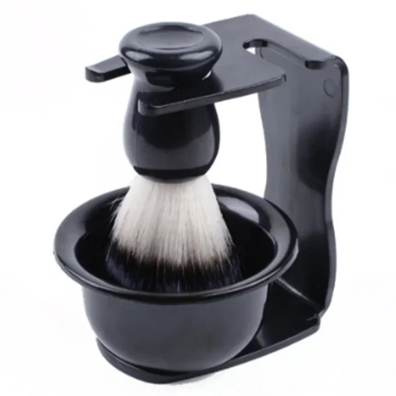 2026 3-in-1 Men Shaving Kit Black Shaving Brush Soap Bowl Holder Stand Professional Wet Shave Set for Home Salon Barber Use