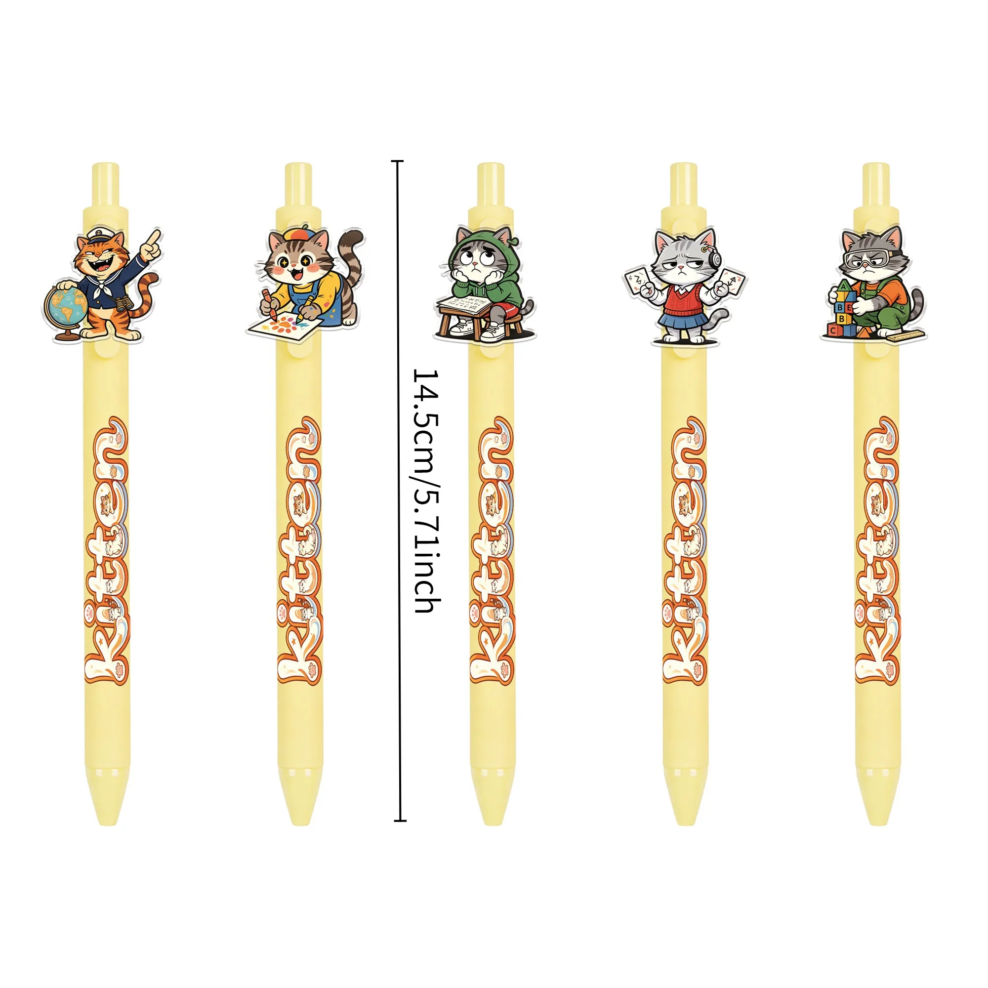 13Pcs Kitten-Themed Ballpoint Pens, Cat Acrylic Design, Smooth Writing Pens, Easy to Use, Random Patterns