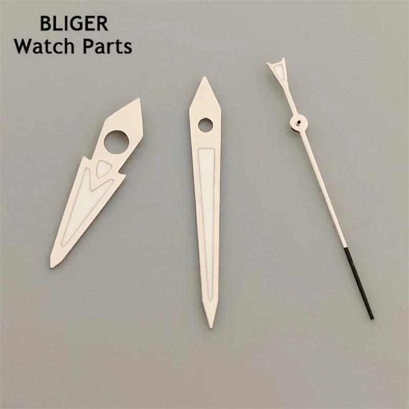 BLIGER Silver NH35 Watch Hands C3 Green Luminous For NH35 Automatic Movement Modified Replacement Watch Parts Accessories