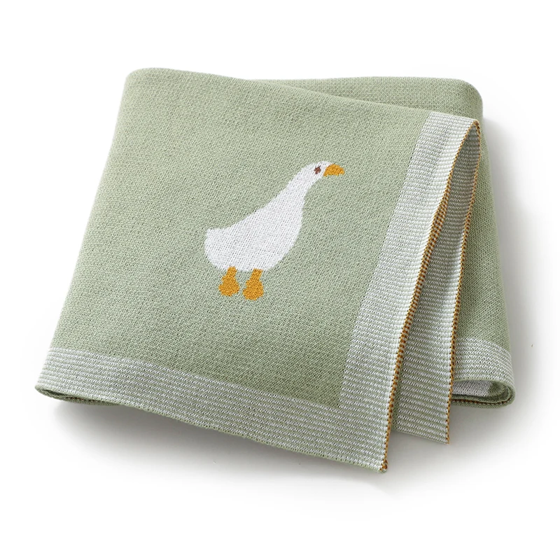 Baby Blanket Cotton Newborn Knit Infant Girl Boy Bedding Quilt 100*80CM Super Soft Toddler Stroller Swaddling Cute Cartoon Goose