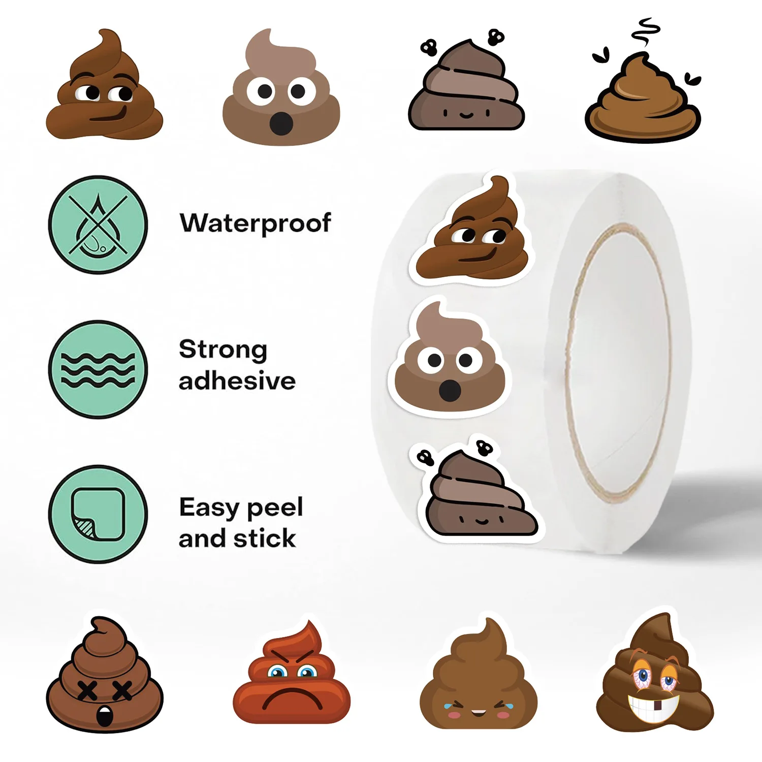 500pcs roll stickers poop funny stickers Watercolor Graffiti Stickers Cartoon DIY Skateboard Phone Case Laptop Waterproof Cool