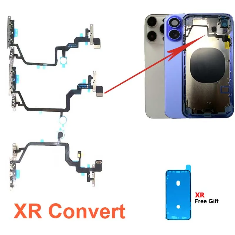 Power Volume Cable Replacement for iPhone XR like 11,12,13,14,15,16 & to 13Pro,14Pro,15Pro,16Pro Led Flash Flex Cable With Mic
