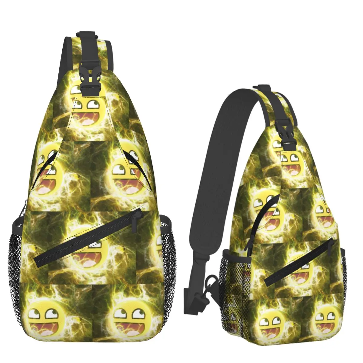 Awesome Face Epic Smiley Chest Bag Men Sling Crossbody Backpack Chest Bag Traveling Hiking Daypack Shoulder Bag