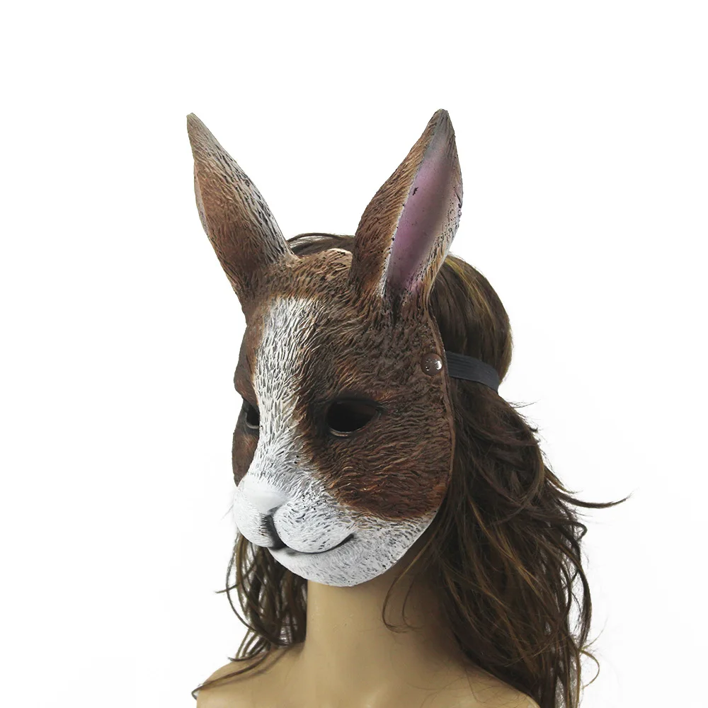 Realistische 3D Kaninchen Maske Kreative Requisiten Kopfbedeckung PU Schaum Dress Up Erwachsene Nachtclub Halloween Ostern Party Decor Karneval Gefälligkeiten – Detail 7