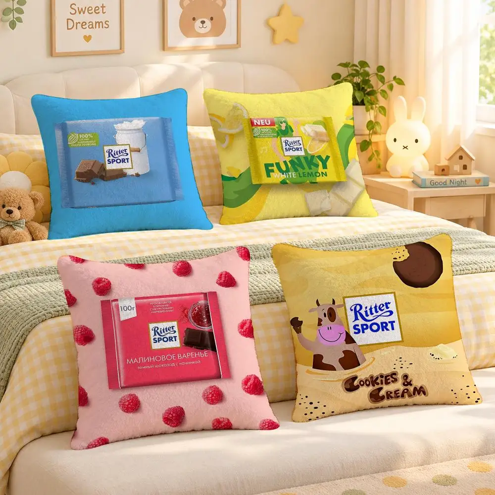 Food Ritter Sport Chocolate Bar Cushion Cover Personalized Decorative Living Room Home Sofa Bedroom Office Car Decor