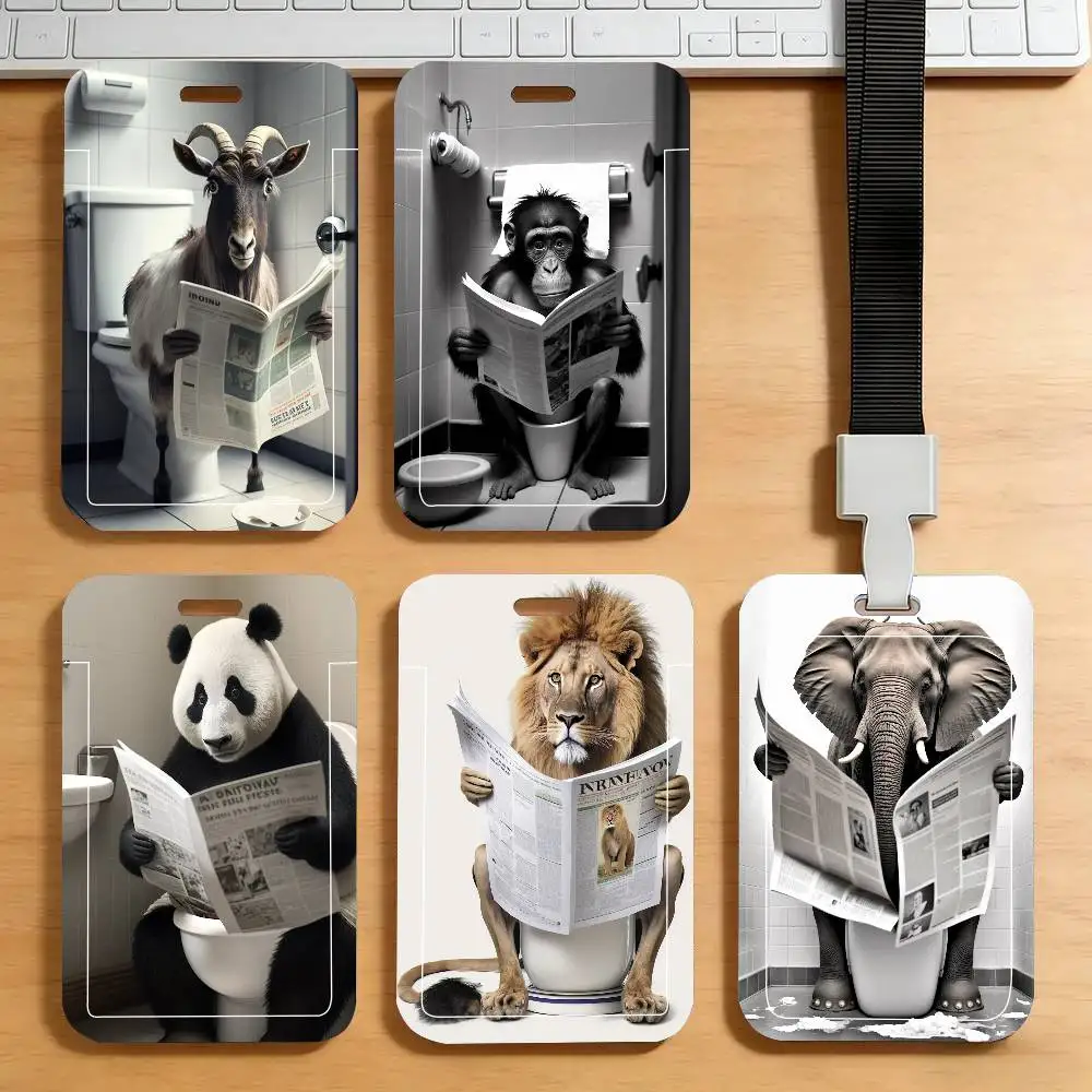 Animal Reading Black Lanyard Card Holders Student Meal Cards And Campus Ids School