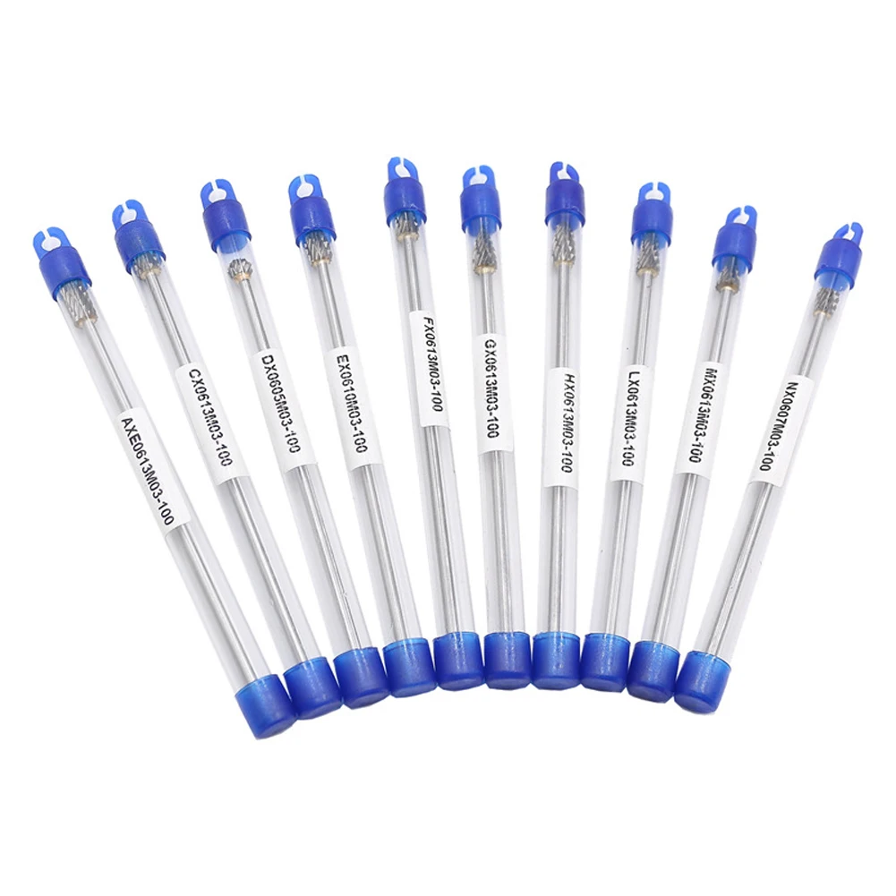 

10 Pieces 3x6x100mm For Solid Carbide Double and Single Cut Rotary Burrs Set for Rotary Tools and Metalworking Applications