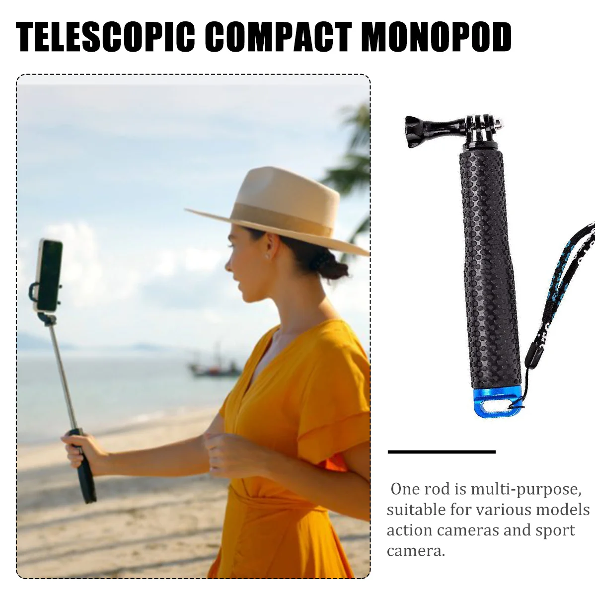

Extendable Aluminum Alloy Waterproof Monopod Portable Camera Stick Pole Travel Photography Accessories Compatible Action Cameras