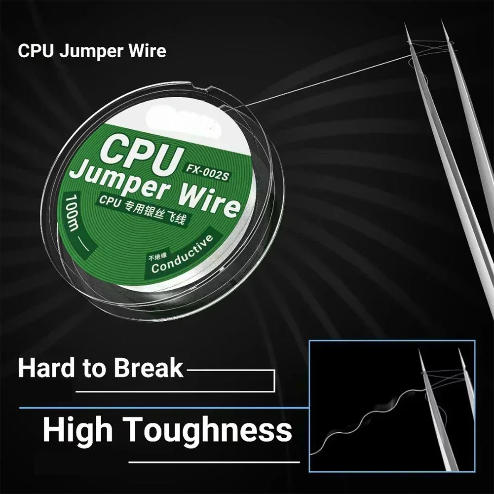 2UULs CPU Jumpers Wire 100M For Phone Fingerprint Motherboard CPU Repair Welding 0.009mm 0.01mm 0.02MM Ultrafine Flying Wire
