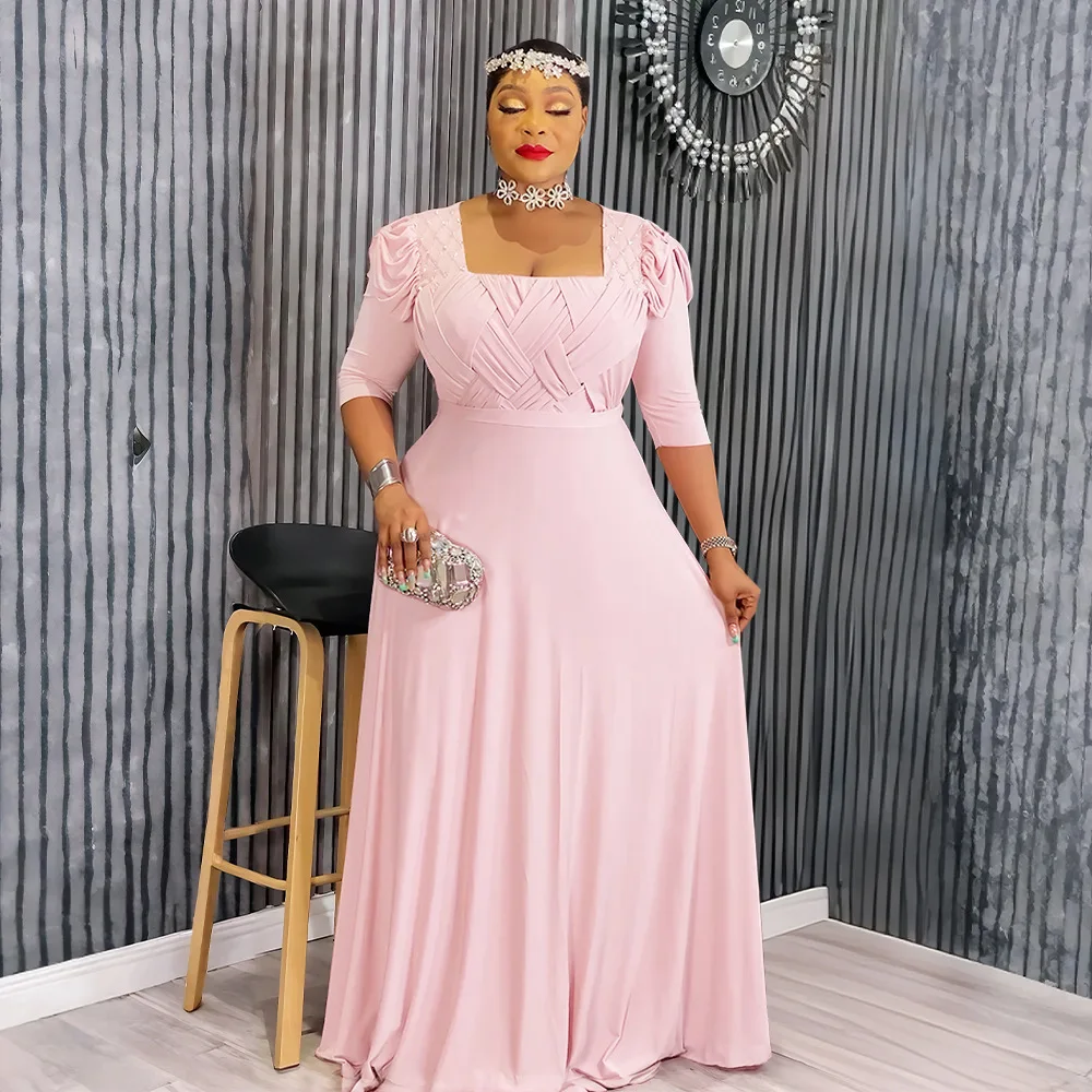 アフリカのパーティードレス レディース 2025 エレガント トルコ ムスリム マキシドレス プラスサイズ ファッション ハーフスリーブ ウェディング イブニングドレス