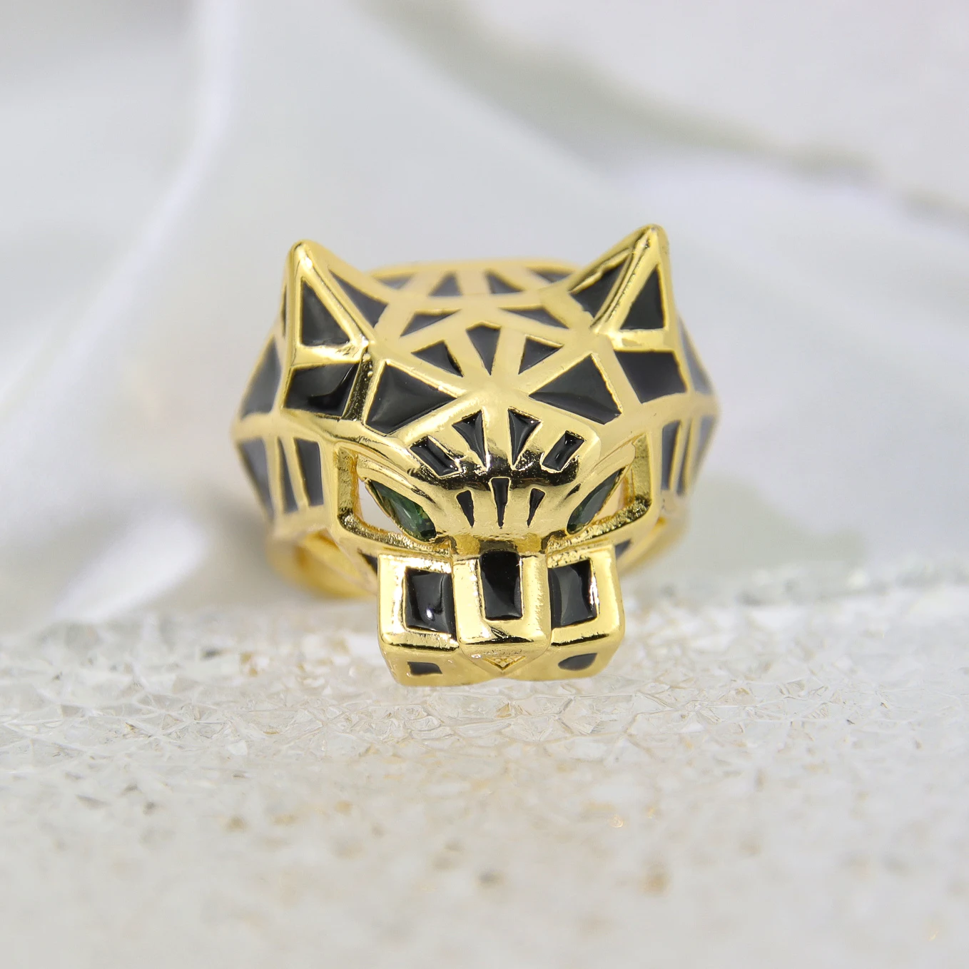 Leopard Gold Color Rings 18k Gold Plated Turkish Punk Hip Hop Finger Ring Middle East Arab Womens Mens Fashion Vintage Jewelry