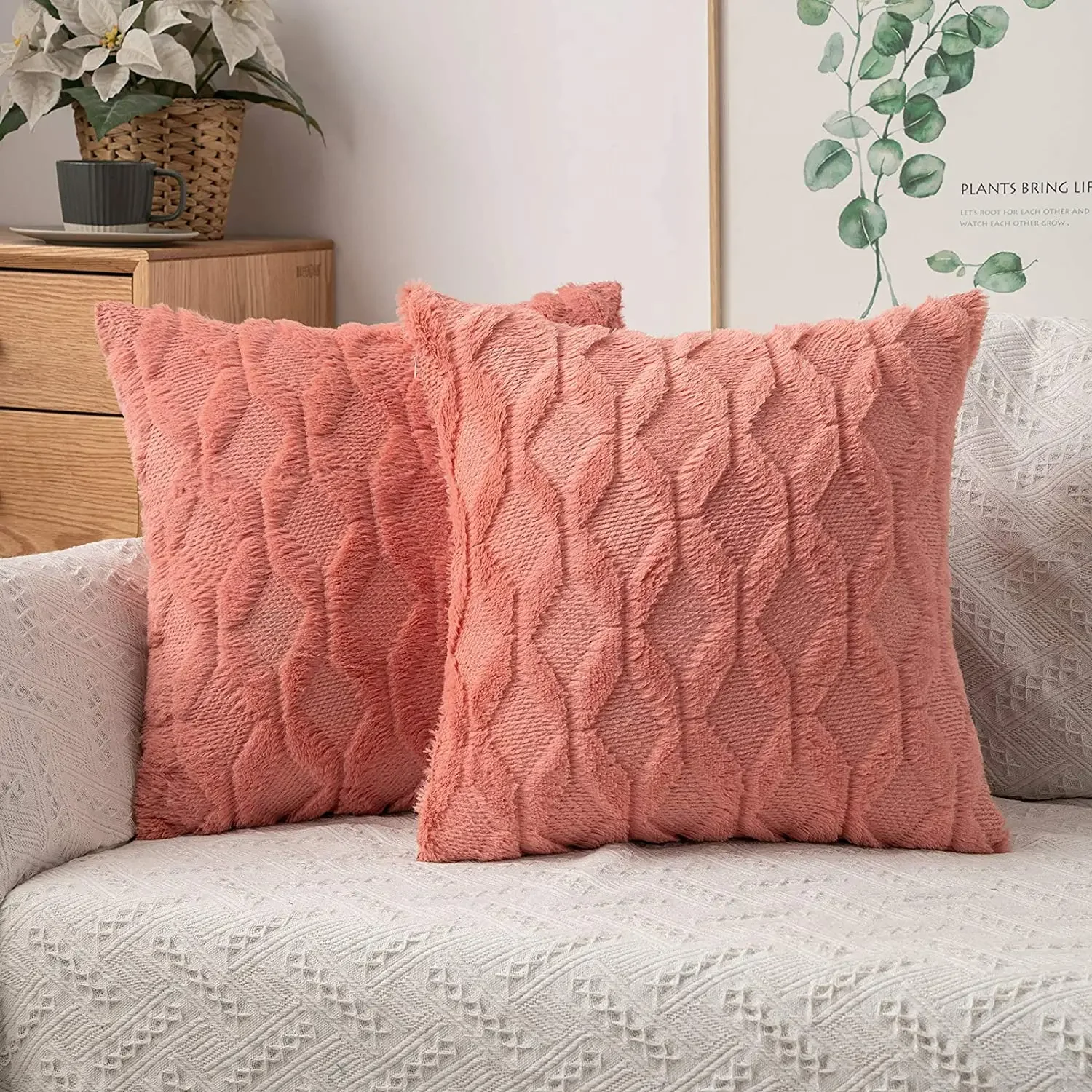 Cushion Cover Fluffy Soft Pillow Cover 30x50cm 45x45cm Plush Home Decorative Pillow Case for Living Room Decor Housse De Coussin