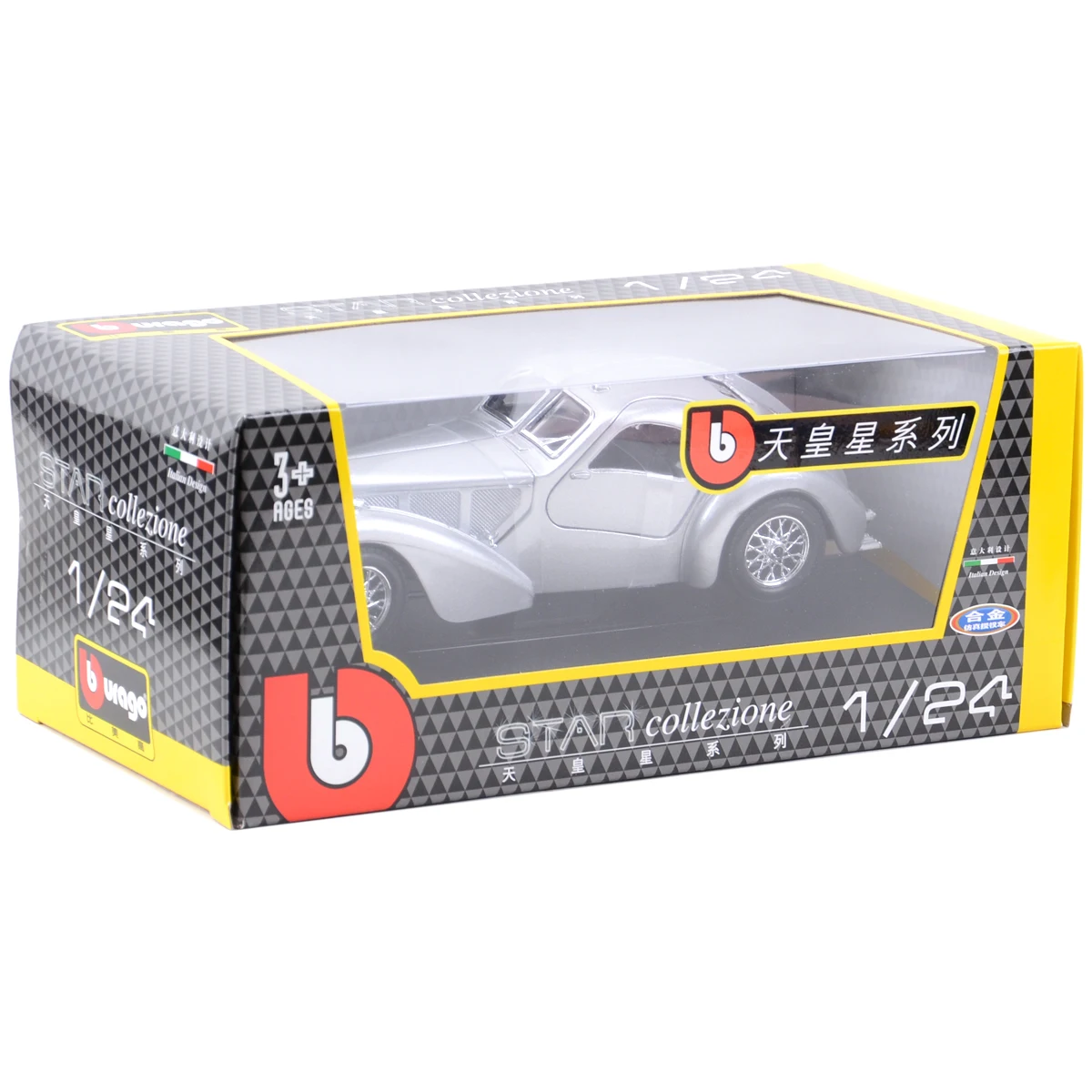 Bburago-Die Cast Brinquedos Modelo de Carro Colecionáveis, Bugatti Atlantic, Estática, 1:24, 1936