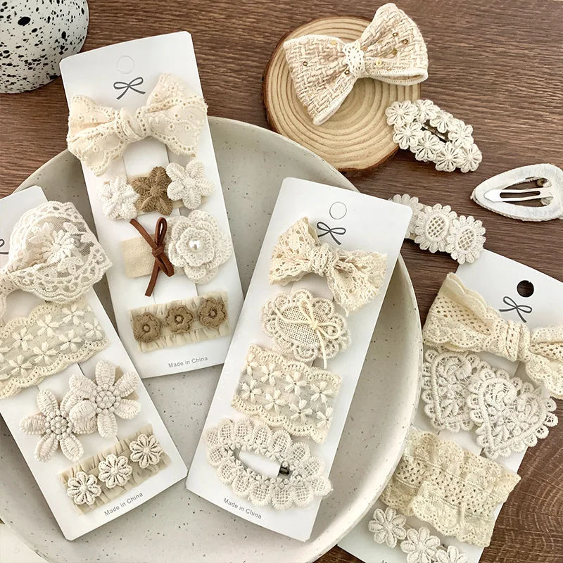 

4pcs/set New Flower Embroidery Baby Hairpin Kids Girls Sweet BB Hair Clips Newborn Girl Barrettes Lace Headwear Hair Accessories