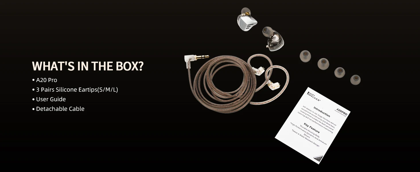 HiFi Walker A20 Pro In-Ear-Monitor für H2, H20 Pro MP3 1BA+1DD Hybrid-Treiber, Abnehmbares Kabel, Geräuschisolierend mit Klarem Vokal – Detail 8
