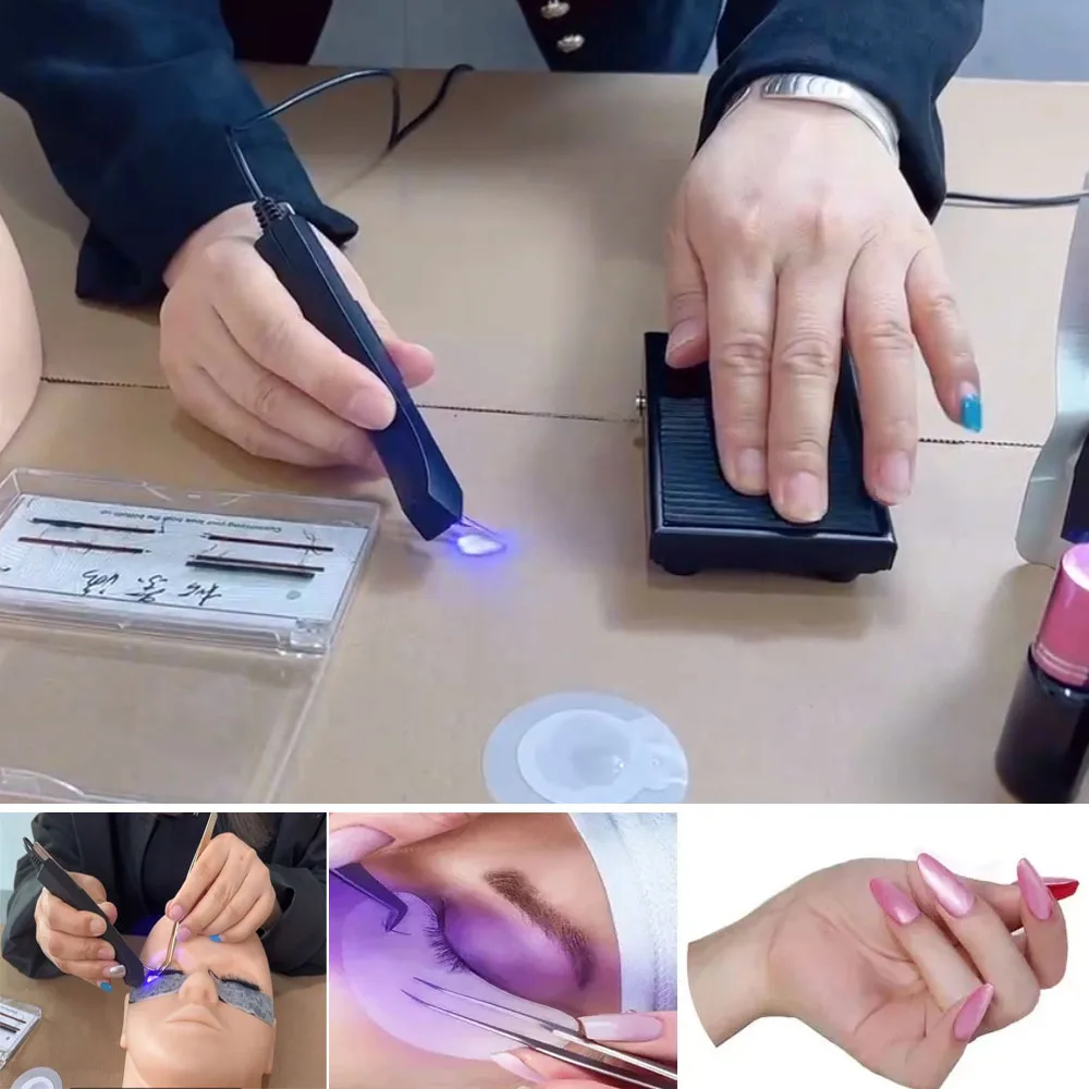 

Пинцет для ресниц Пинцет из нержавеющей стали Антистатические пинцеты для наращивания ресниц Красота Ультрафиолетовая УФ-лампа для отверждения клея