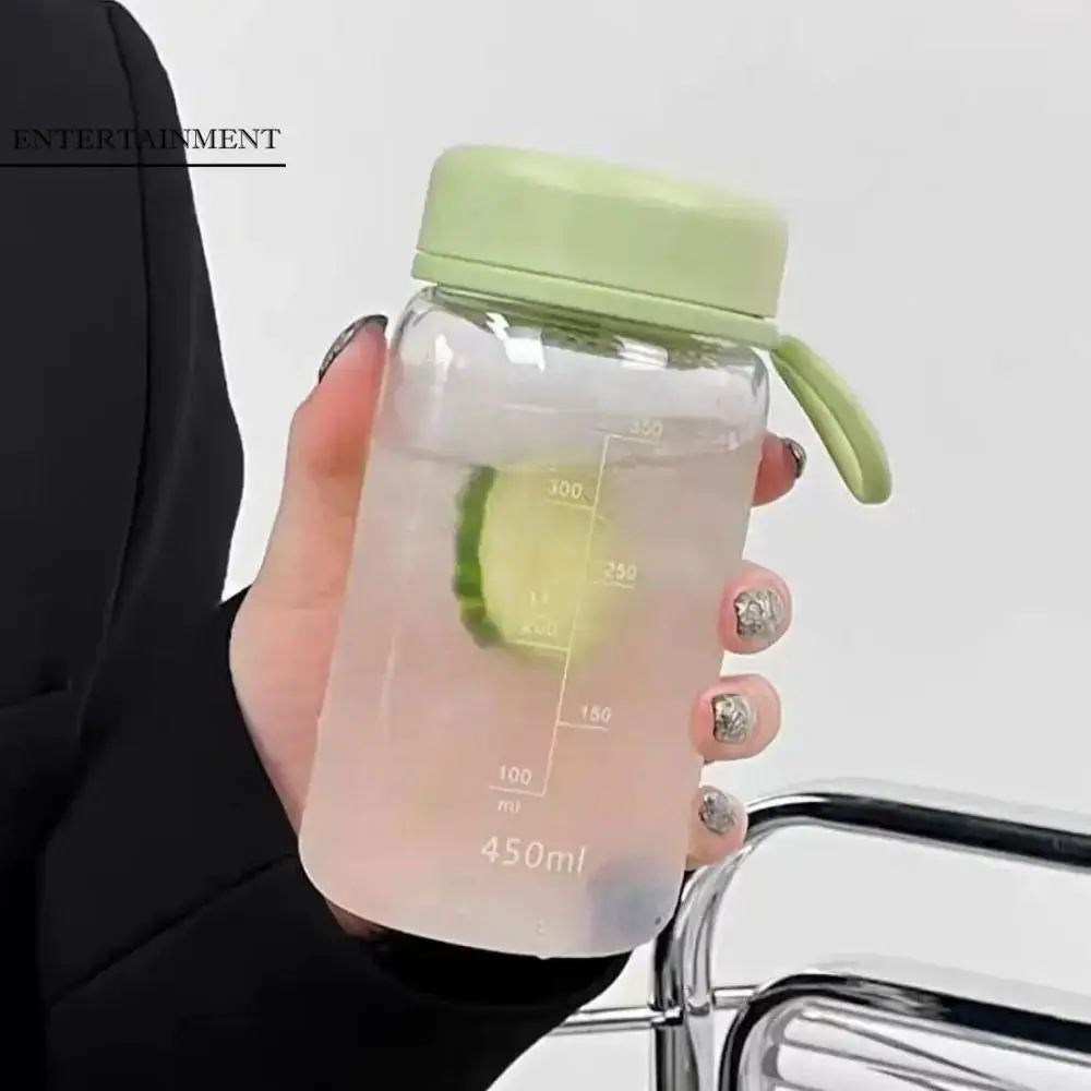 

450ml Transparent Plastic Cup Lifting Rope Transparent Milk Water Bottles Portable Fall Prevention Drinking Water Bottle