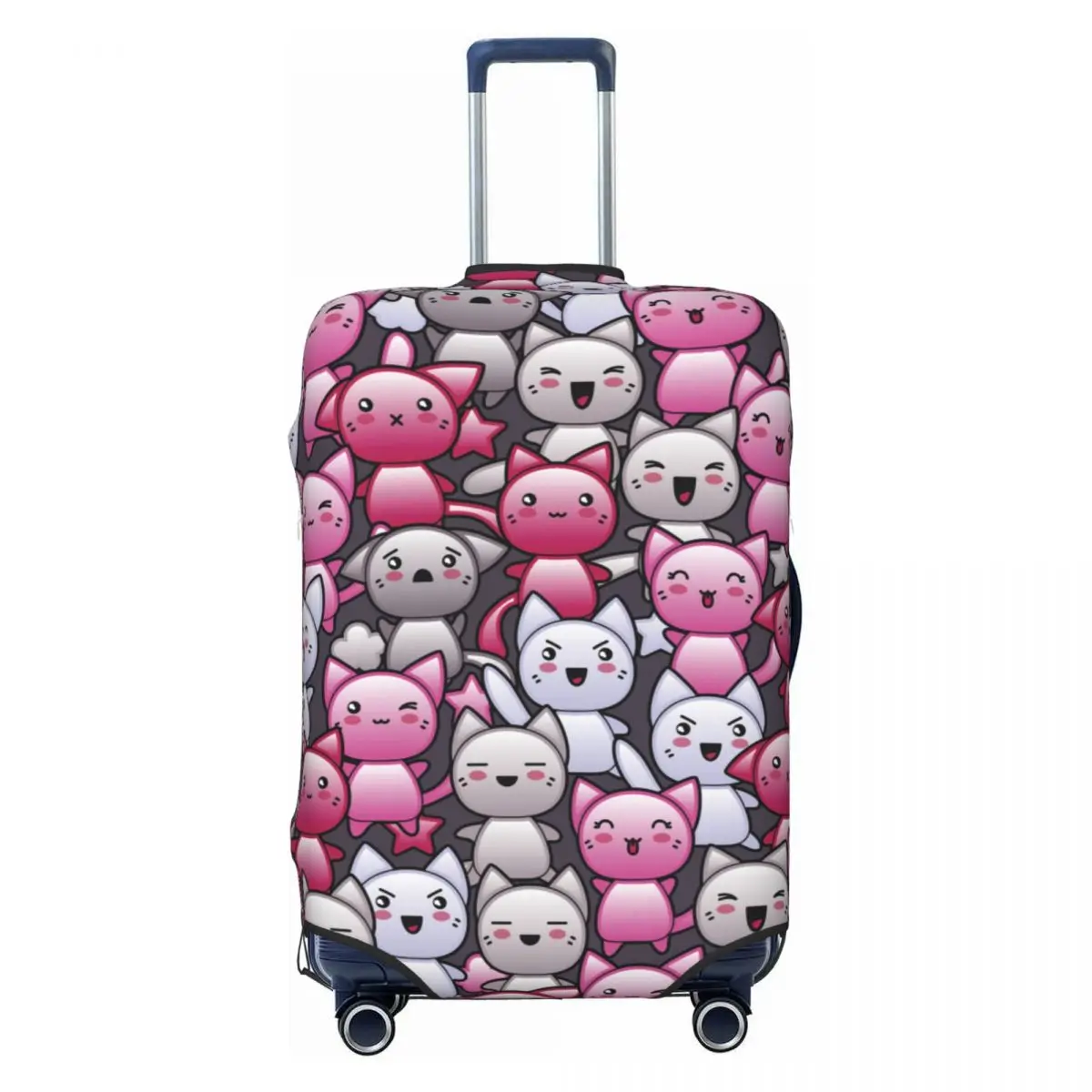 Kawaii Doodle Cats Suitcase Cover Christmas Gift Flight Funny Elastic Luggage Accesories Business Protection