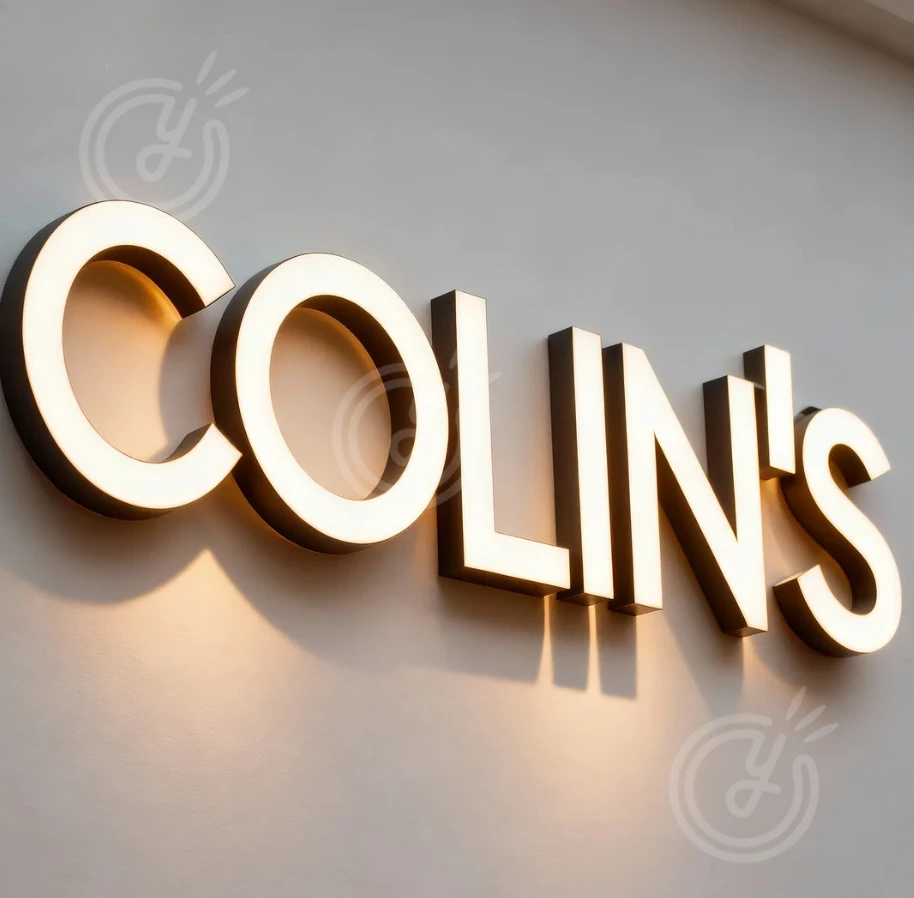 شعار مخصص تسجيل رسالة معدنية الخلفية للأعمال مضيئة صالون في الهواء الطلق LED لافتة Hangul Lightup الإعلان واجهة المتجر